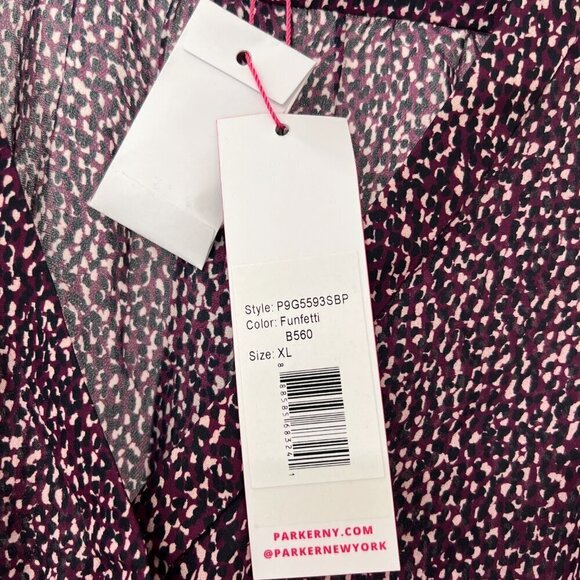 NWT Parker 100% Silk Matilda Wrap V-Neck Smocked Waist Blouse Funfetti Sz XL - Picture 7 of 10